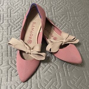 Rothy's Pink and Beige Flats with Bow